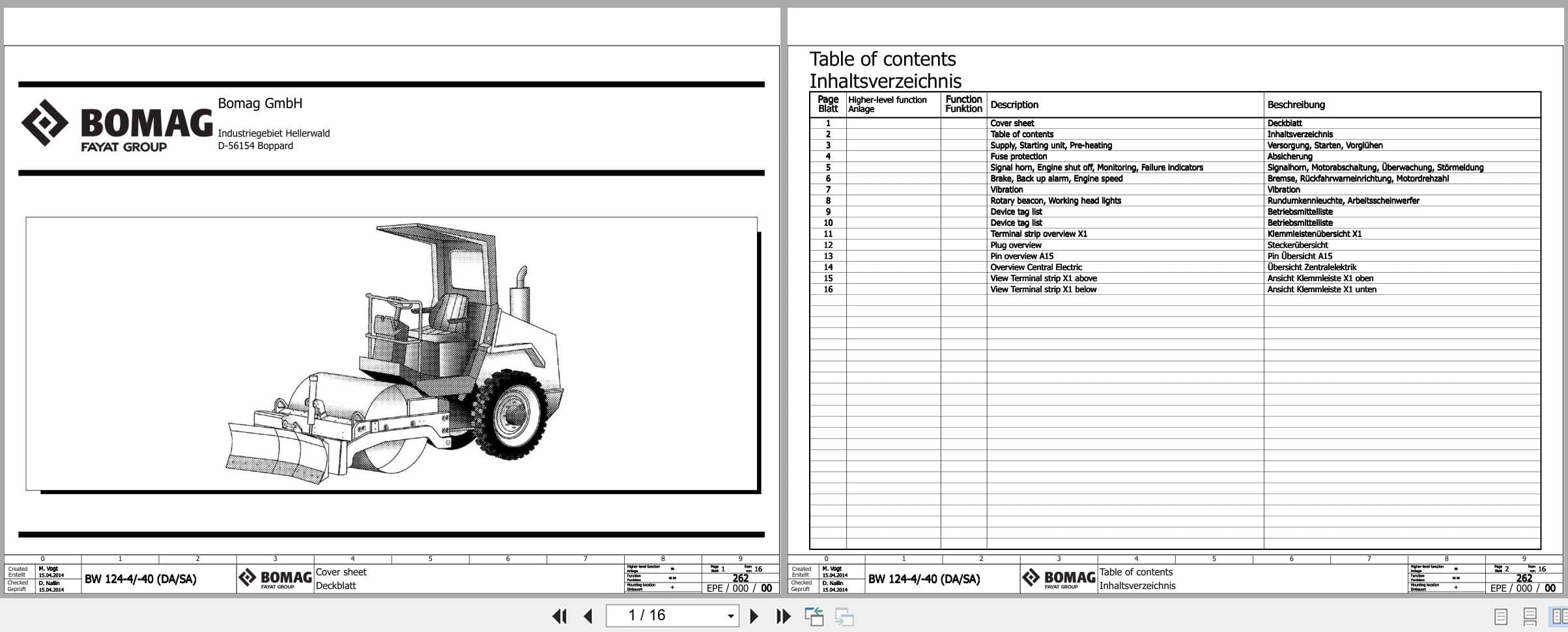 Bomag Single Drum Vibratory Rollers BW 124 DH 4 Electrical Hydraulic Schematic (1)