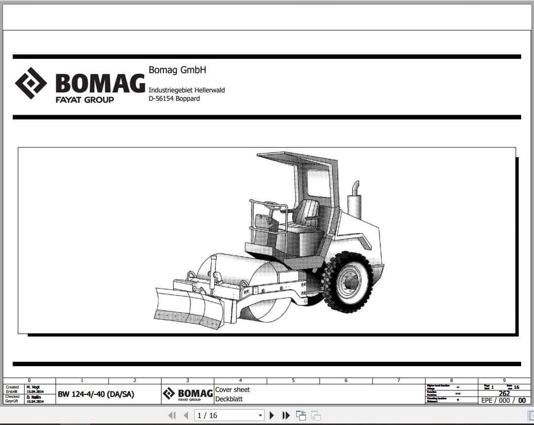 Bomag Single Drum Vibratory Rollers BW 124 PDH 4 Electrical Hydraulic Schematic (1)