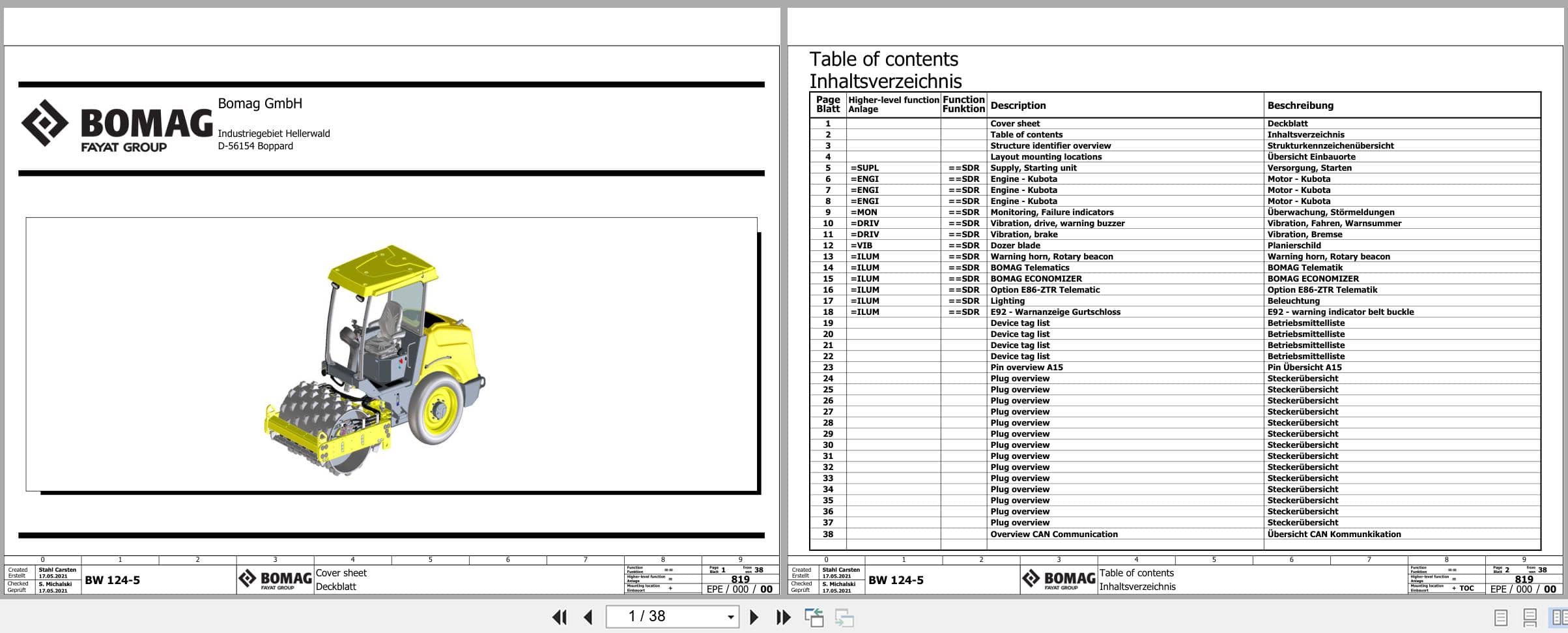 Bomag Single Drum Vibratory Rollers BW 124 PDH 5 Electrical Hydraulic Schematic (1)