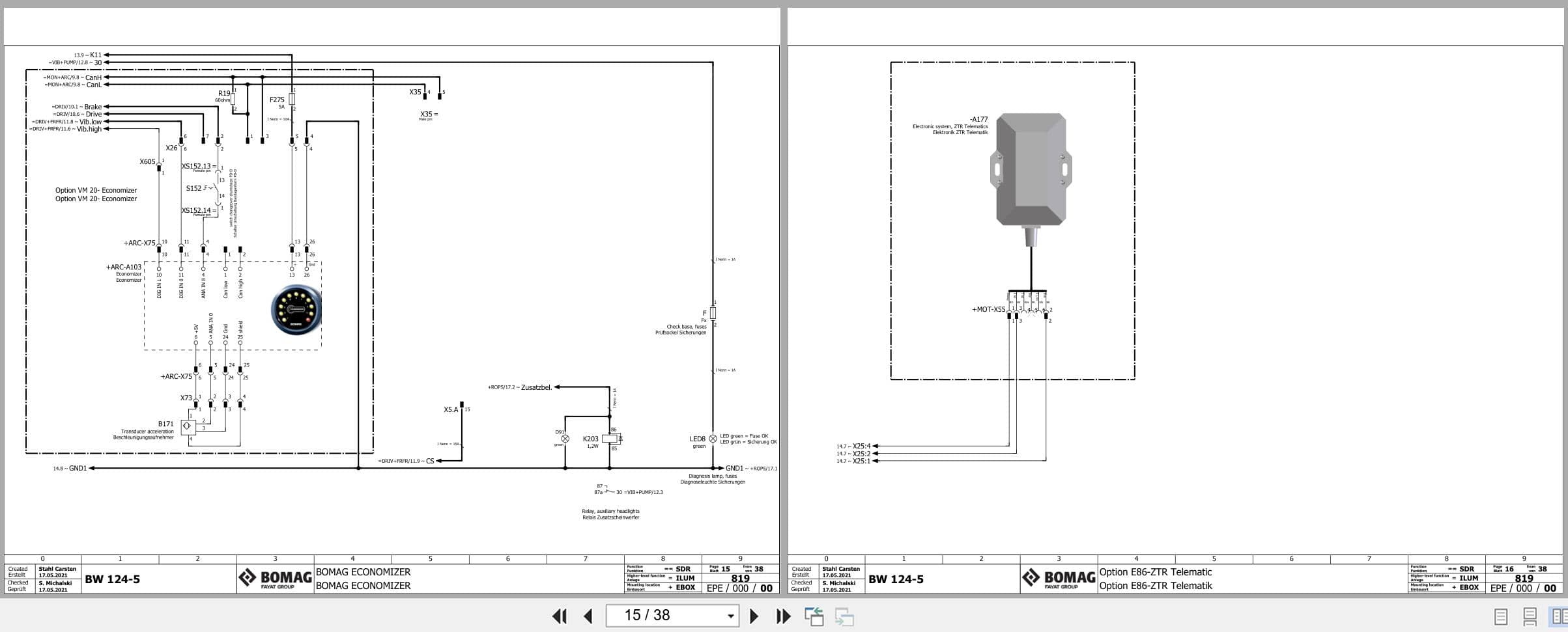 Bomag Single Drum Vibratory Rollers BW 124 PDH 5 Electrical Hydraulic Schematic (2)