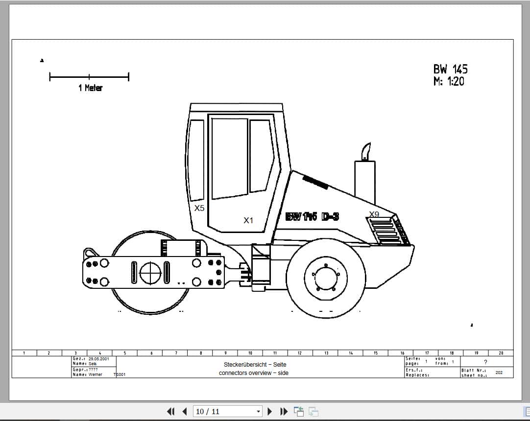 Bomag Single Drum Vibratory Rollers BW 145 D 3 Electrical Hydraulic Schematic (3)