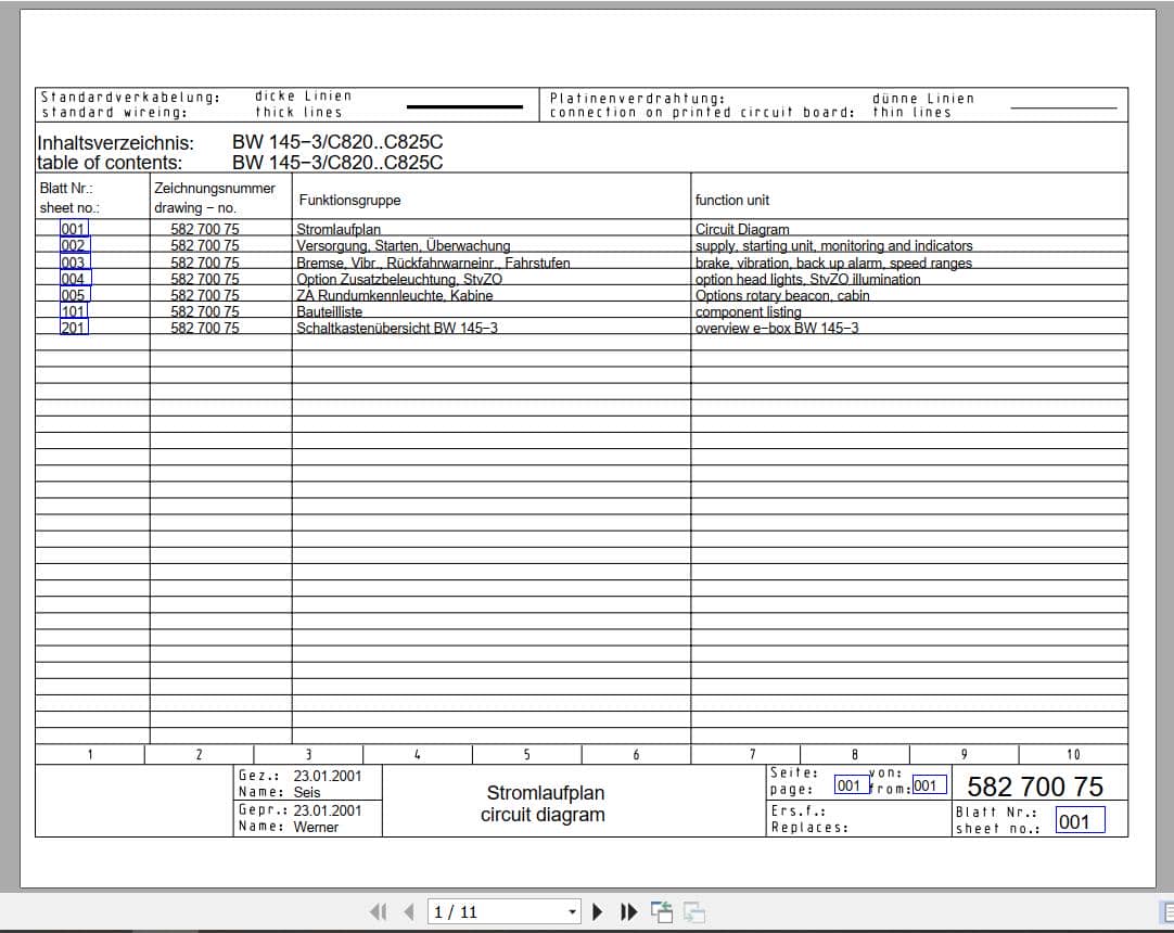Bomag Single Drum Vibratory Rollers BW 145 DH 3 Electrical Hydraulic Schematic (1)