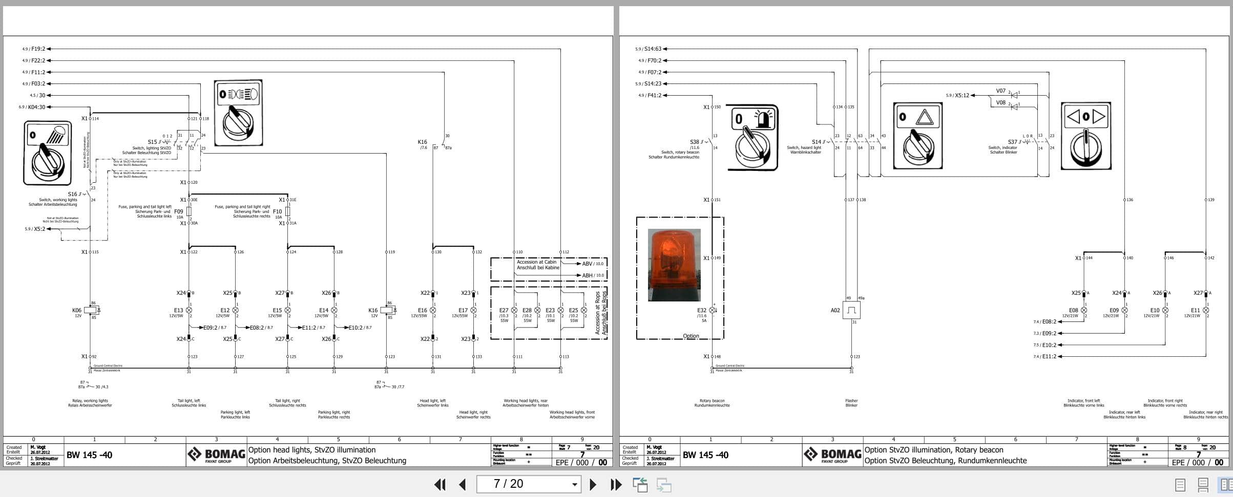 Bomag Single Drum Vibratory Rollers BW 145 DH 40 Electrical Hydraulic Schematic (2)