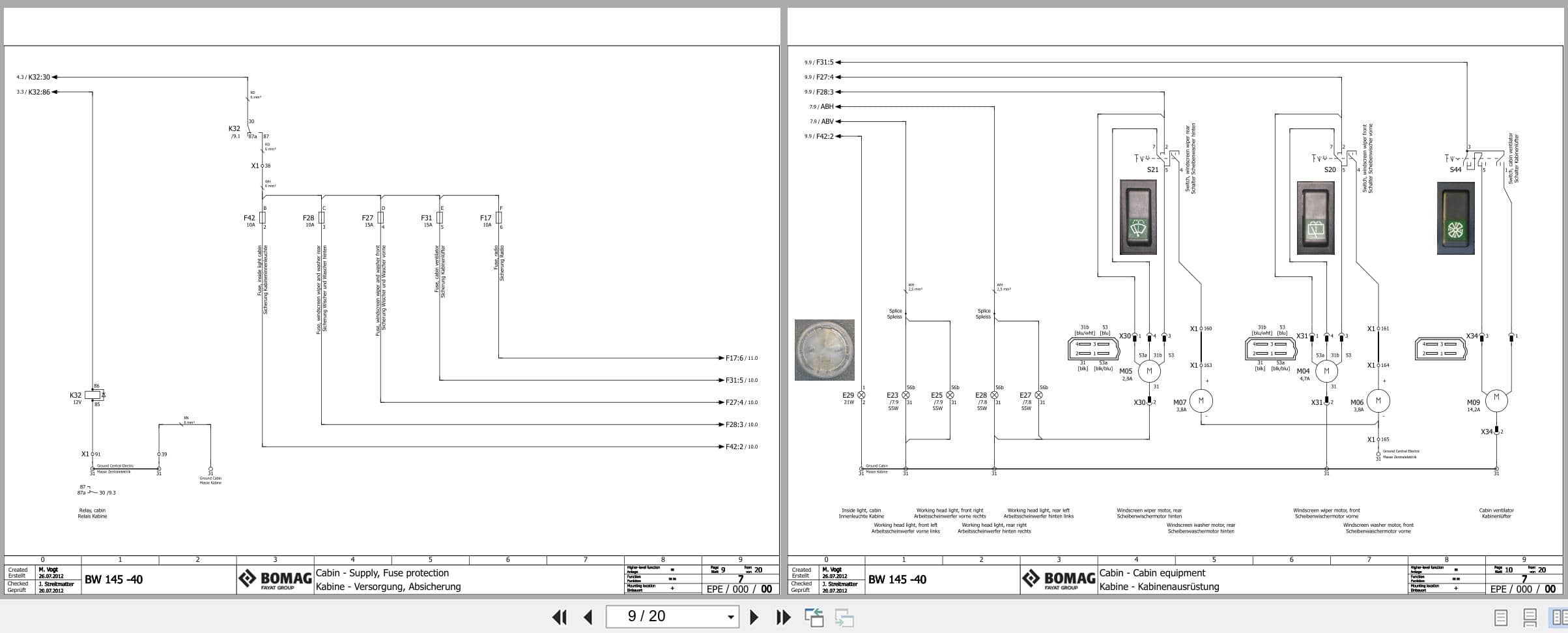 Bomag Single Drum Vibratory Rollers BW 145 PDH 40BW Electrical Hydraulic Schematic (2)