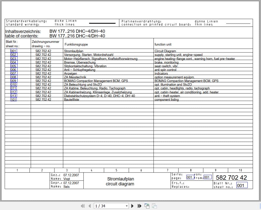 Bomag Single Drum Vibratory Rollers BW 177 PDH 40 Electrical Schematic (1)