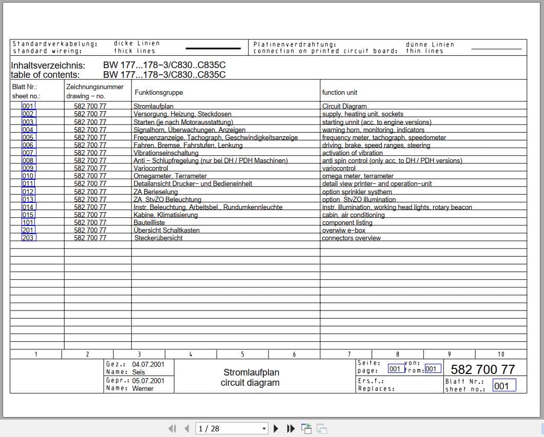 Bomag Single Drum Vibratory Rollers BW 178 DH 3 Electrical Hydraulic Schematic (1)