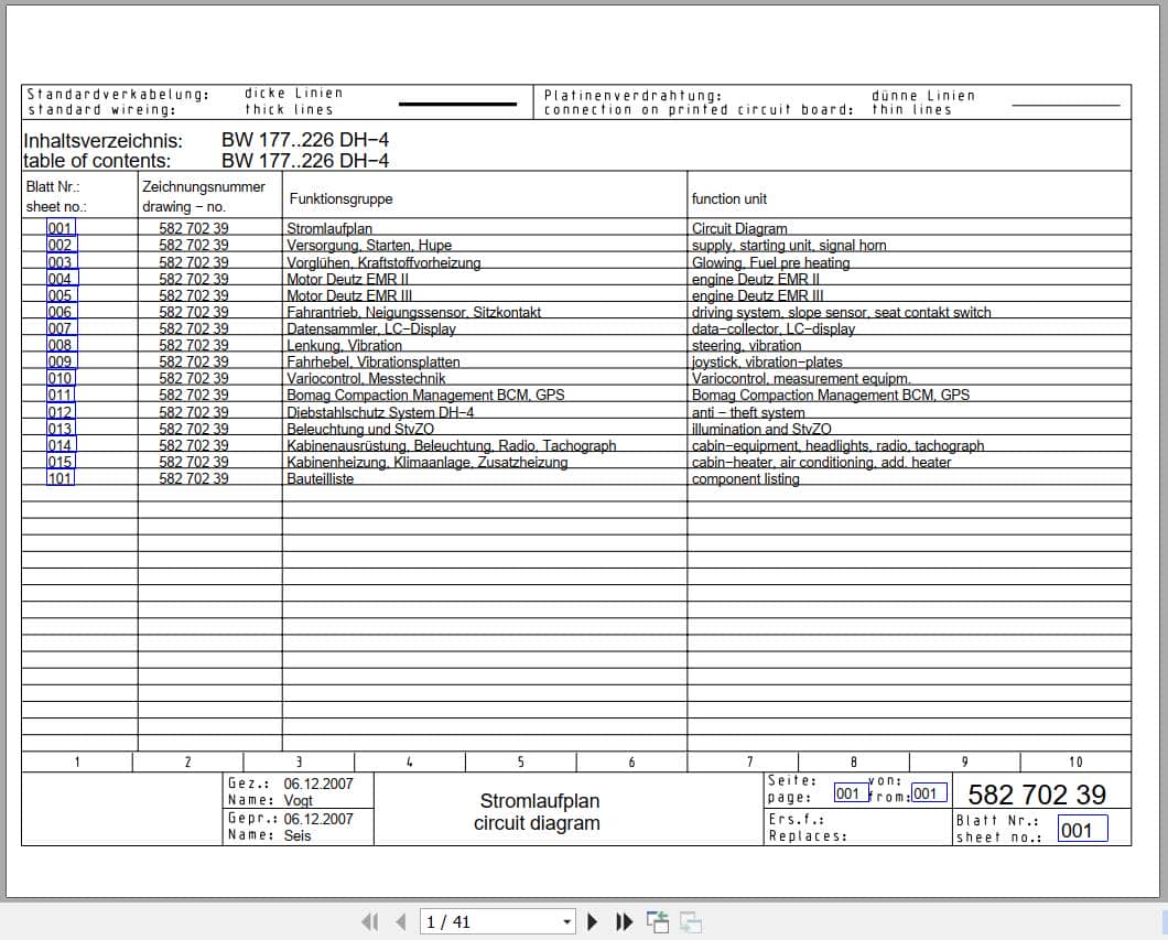 Bomag Single Drum Vibratory Rollers BW 179 PDH 4 Electrical Schematic (1)