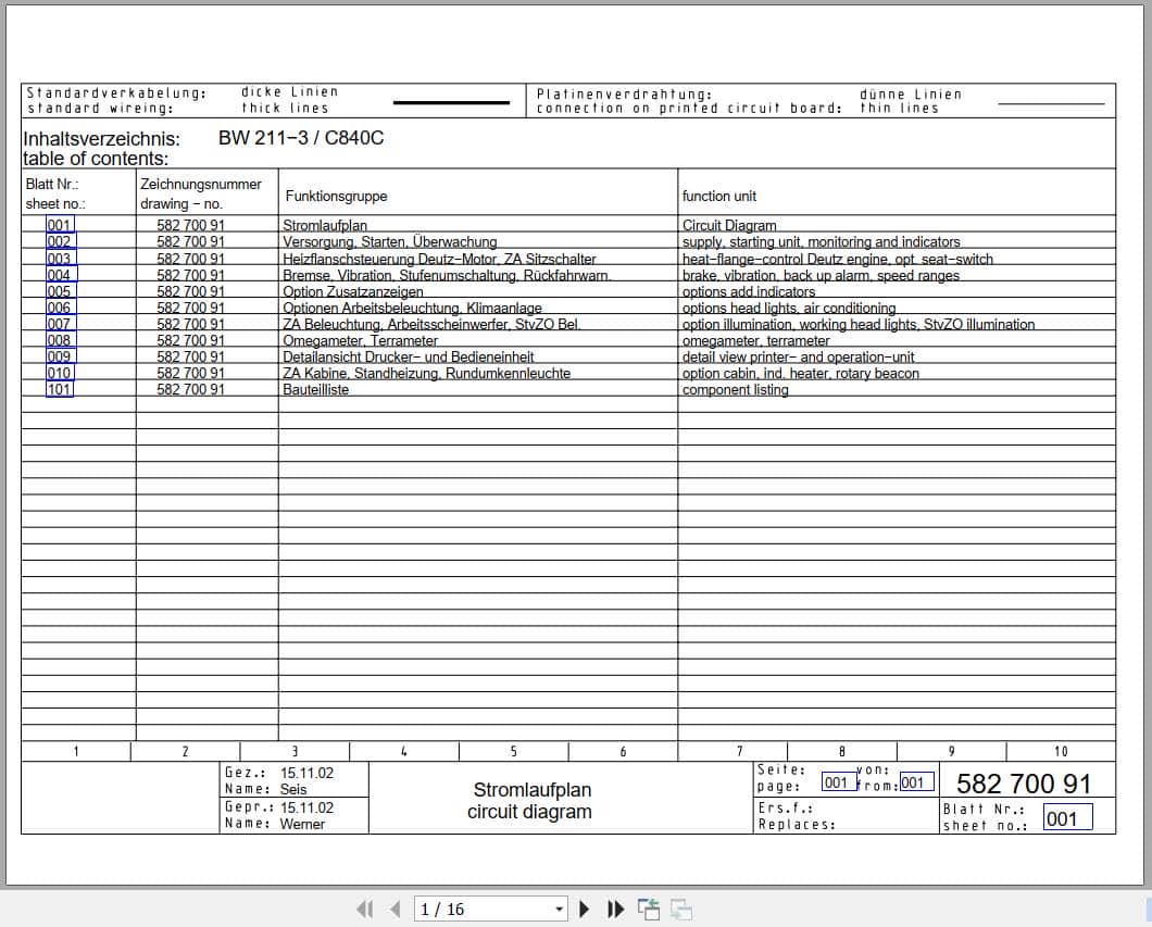 Bomag Single Drum Vibratory Rollers BW 211 D 3 Electrical Hydraulic Schematic (1)