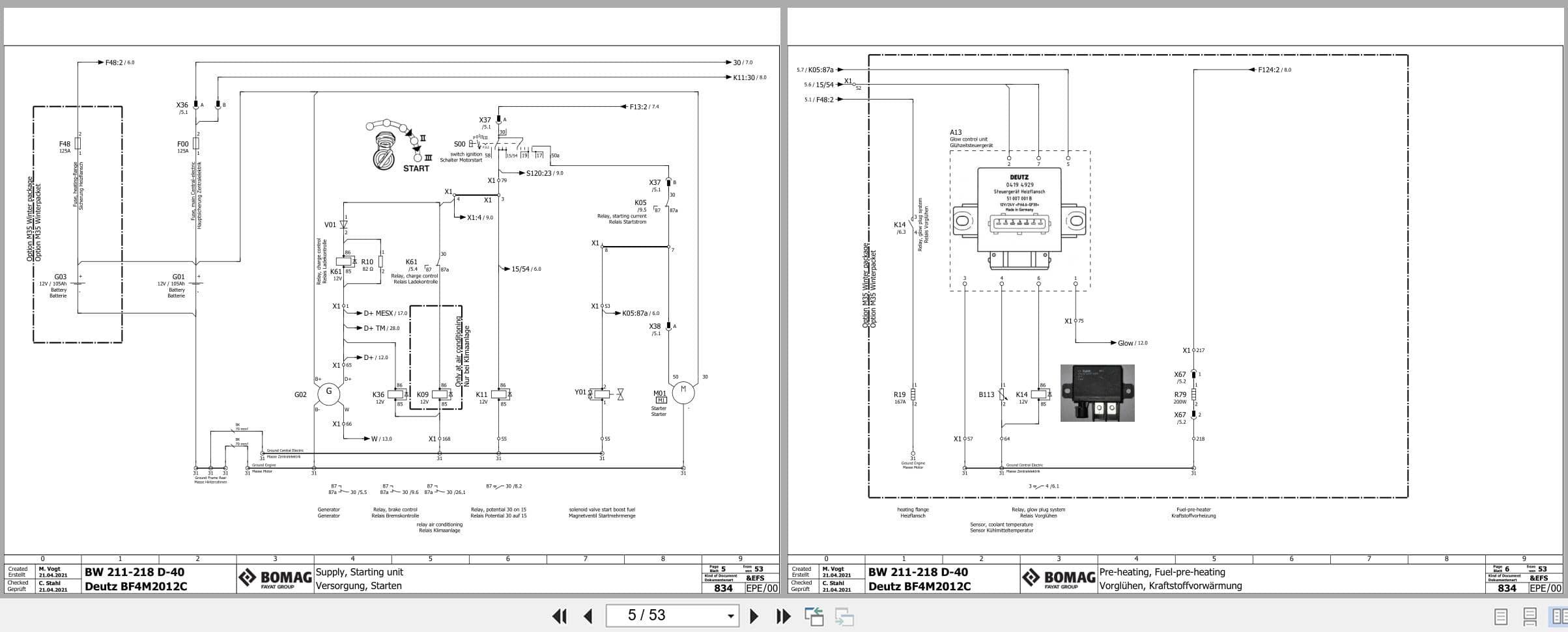 Bomag Single Drum Vibratory Rollers BW 211 D 40 Electrical Hydraulic Schematic (2)