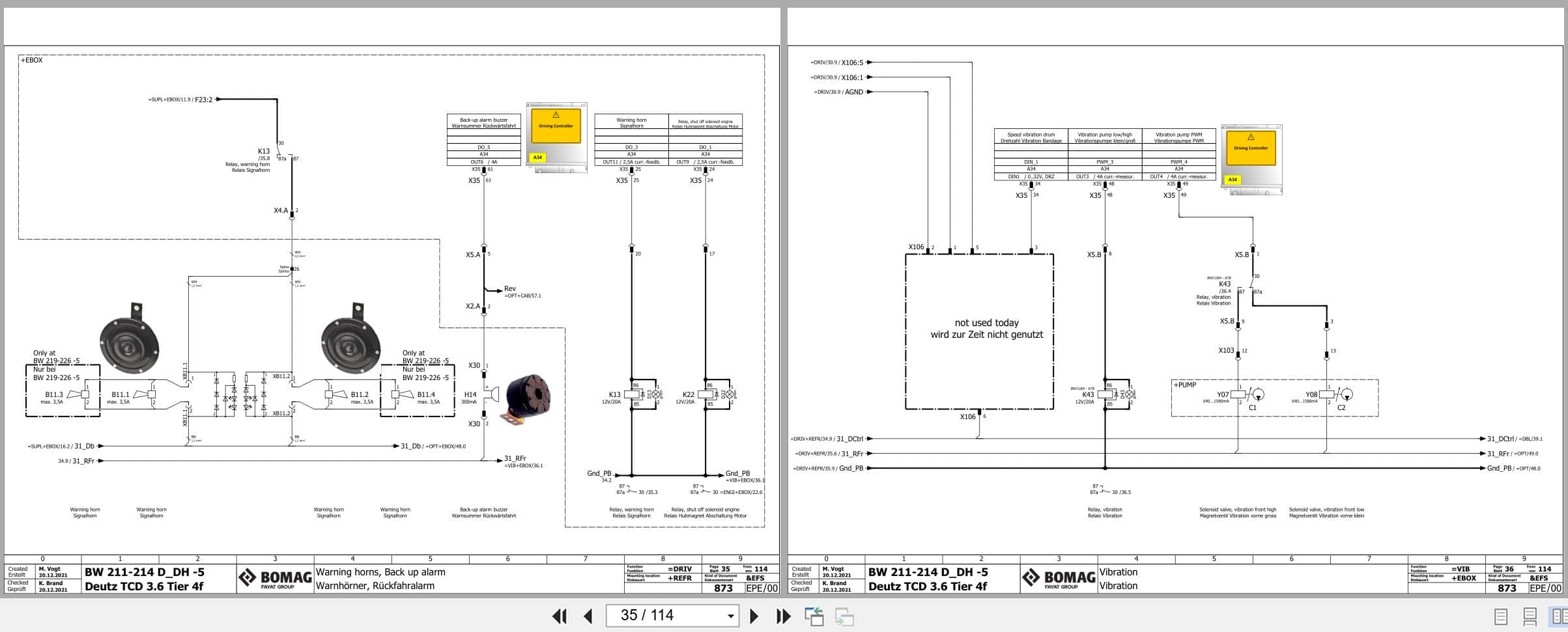 Bomag Single Drum Vibratory Rollers BW 211 D 5 Electrical Hydraulic Schematic (2)