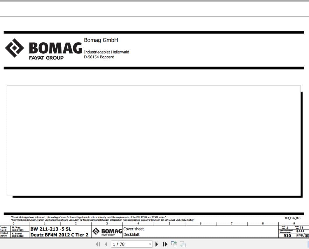 Bomag Single Drum Vibratory Rollers BW 211 D 5 SL Electrical Hydraulic Schematic (1)