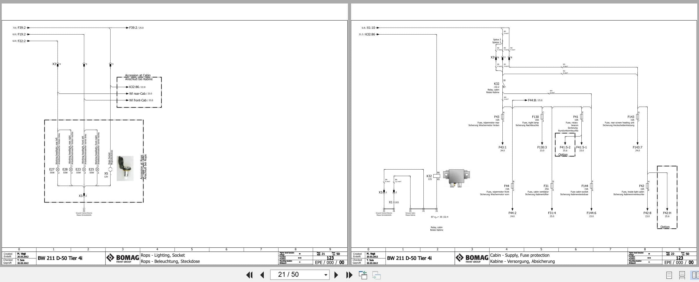 Bomag Single Drum Vibratory Rollers BW 211 D 50 Electrical Schematic (2)