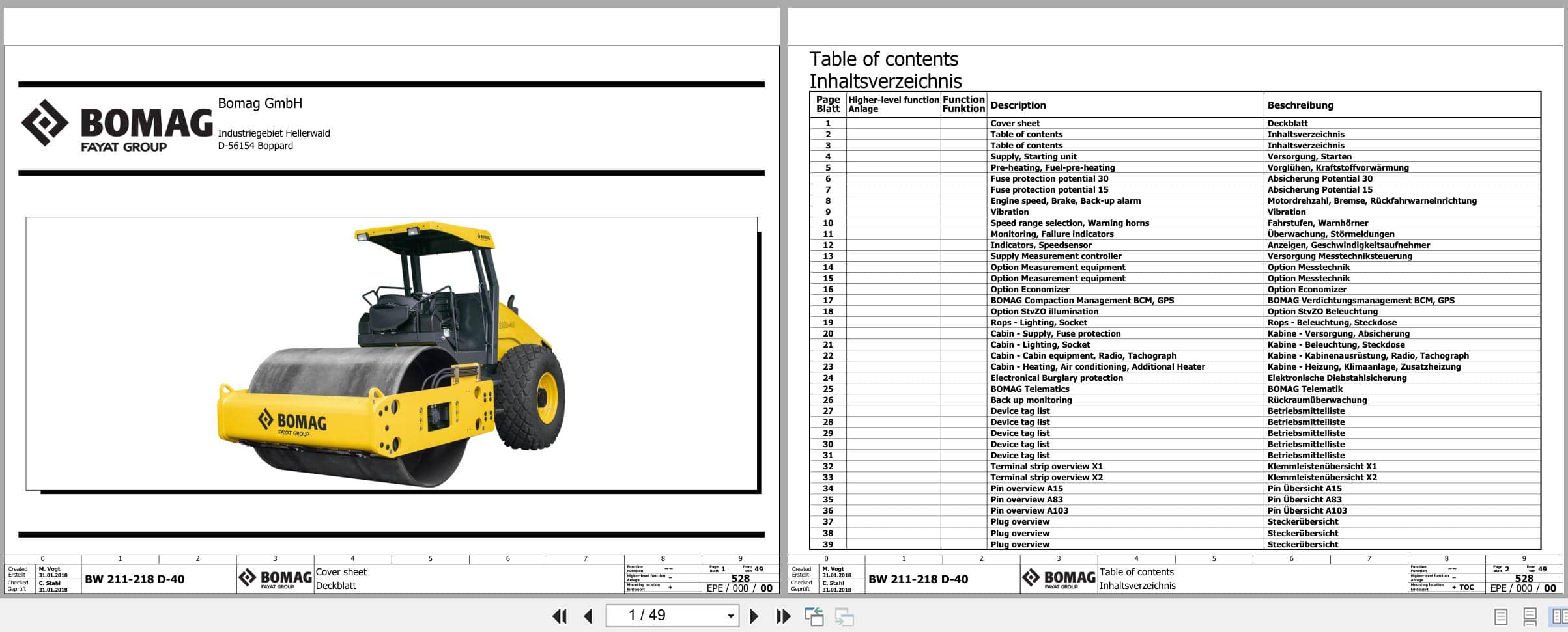 Bomag Single Drum Vibratory Rollers BW 211 DE 40 Electrical Hydraulic Schematic (1)