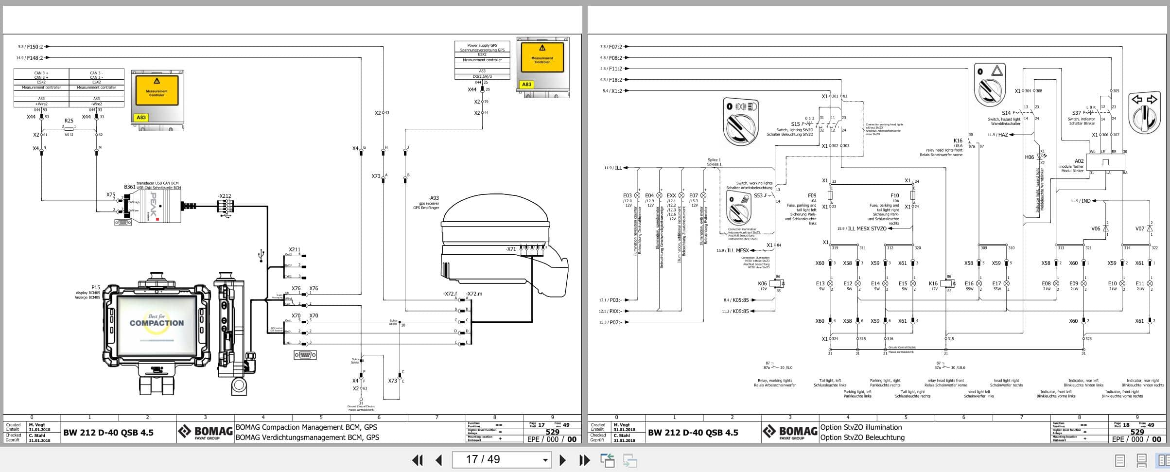 Bomag Single Drum Vibratory Rollers BW 212 D 40 BR Electrical Hydraulic Schematic (2)