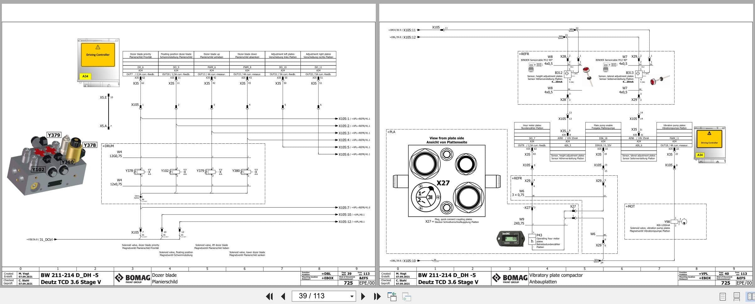 Bomag Single Drum Vibratory Rollers BW 212 D 5 Electrical Hydraulic Schematic (2)