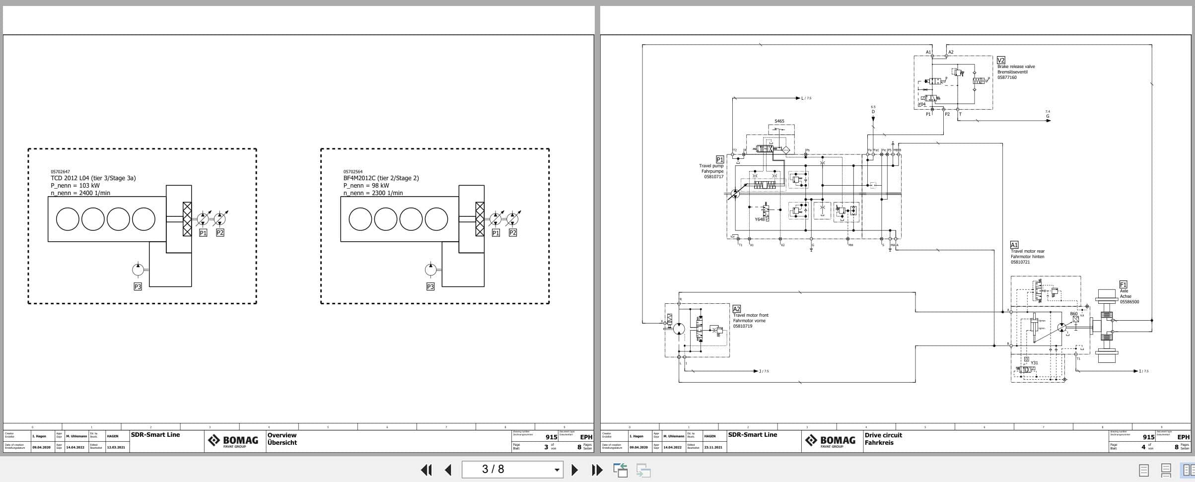 Bomag Single Drum Vibratory Rollers BW 212 D 5 SL Electrical Hydraulic Schematic (2)