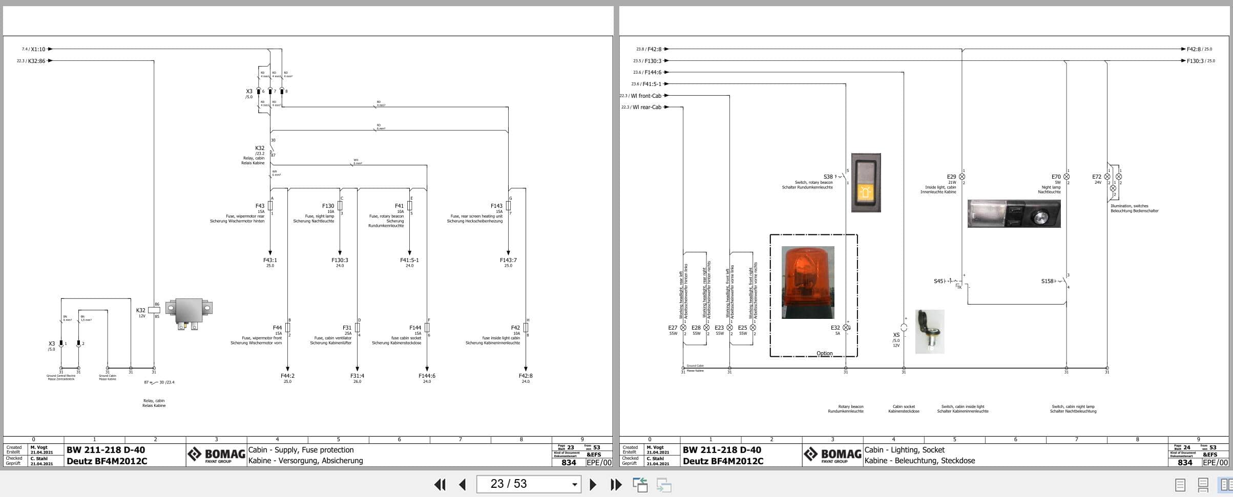 Bomag Single Drum Vibratory Rollers BW 213 D 40 Electrical Hydraulic Schematic (2)