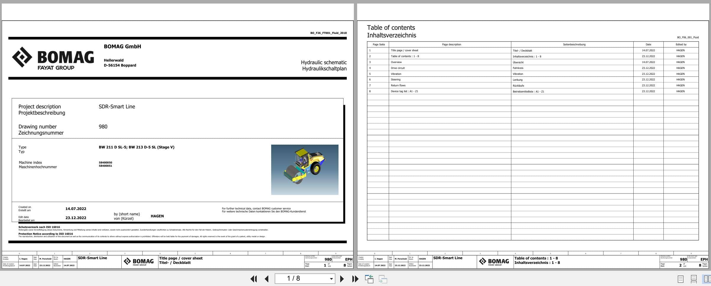 Bomag Single Drum Vibratory Rollers BW 213 D 5 SL Electrical Hydraulic Schematic (1)