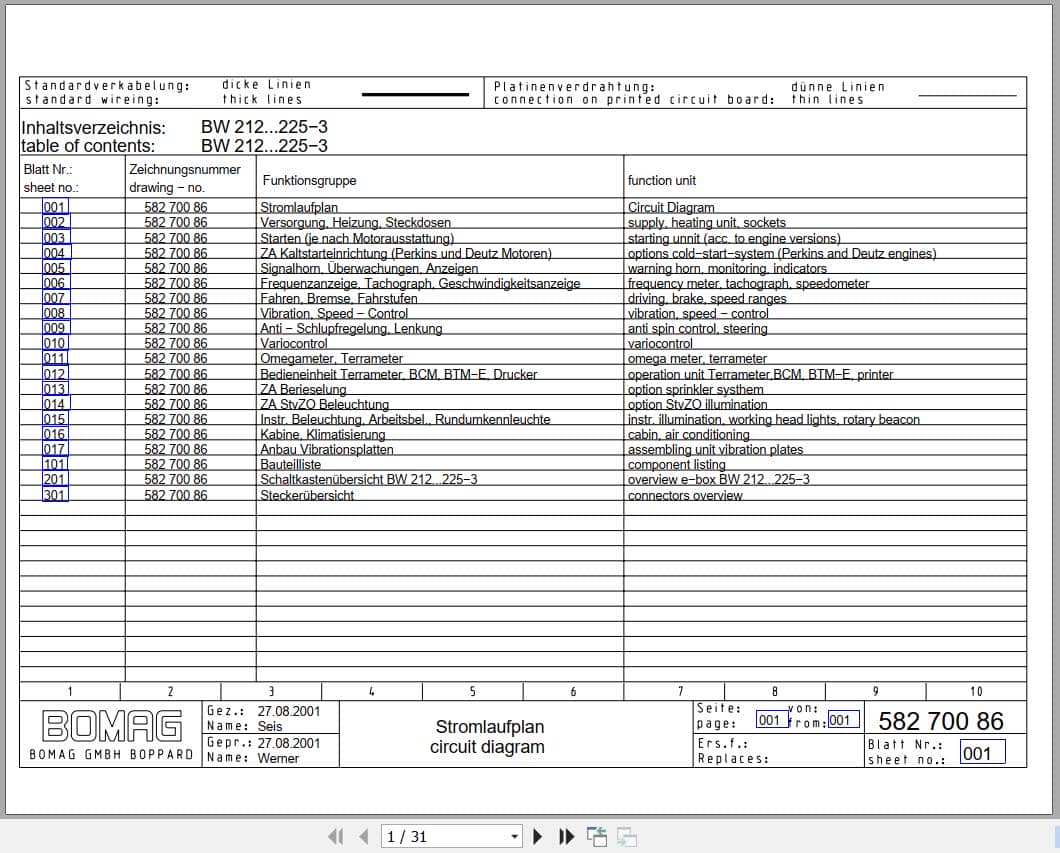 Bomag Single Drum Vibratory Rollers BW 213 DH 3 Electrical Hydraulic Schematic (1)