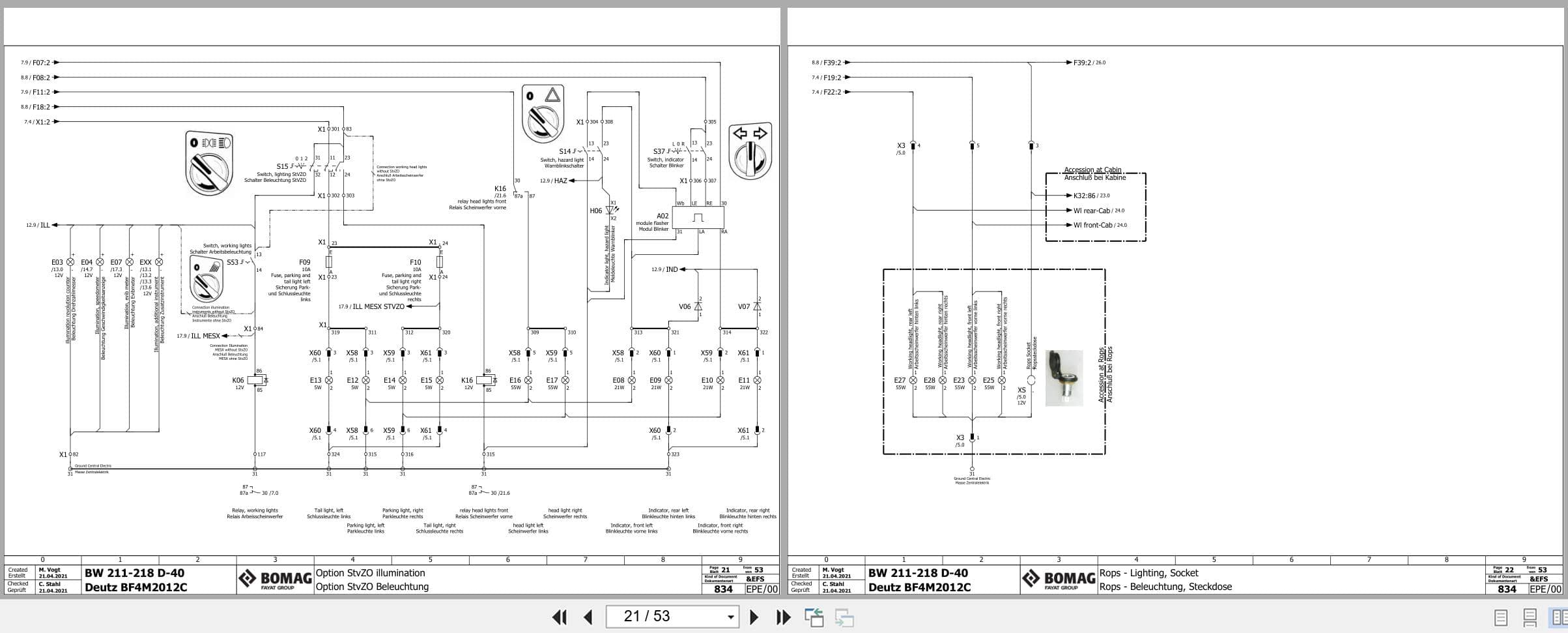 Bomag Single Drum Vibratory Rollers BW 215 D 40 Electrical Hydraulic Schematic (2)