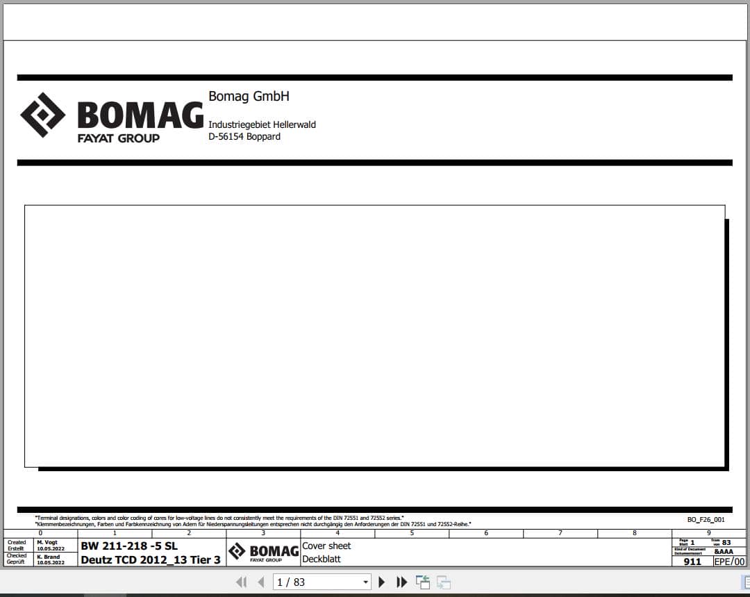Bomag Single Drum Vibratory Rollers BW 216 D 5 SL Electrical Hydraulic Schematic (1)