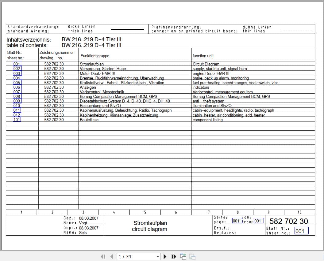 Bomag Single Drum Vibratory Rollers BW 216 PD 4 Electrical Hydraulic Schematic (1)