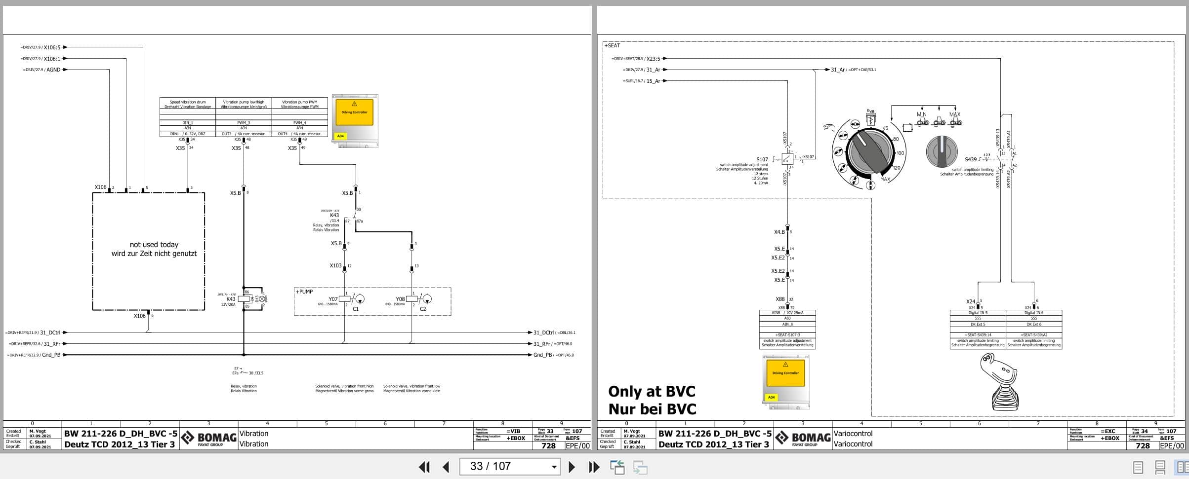 Bomag Single Drum Vibratory Rollers BW 216 PD 5 TIER 3 Electrical Hydraulic Schematic (2)