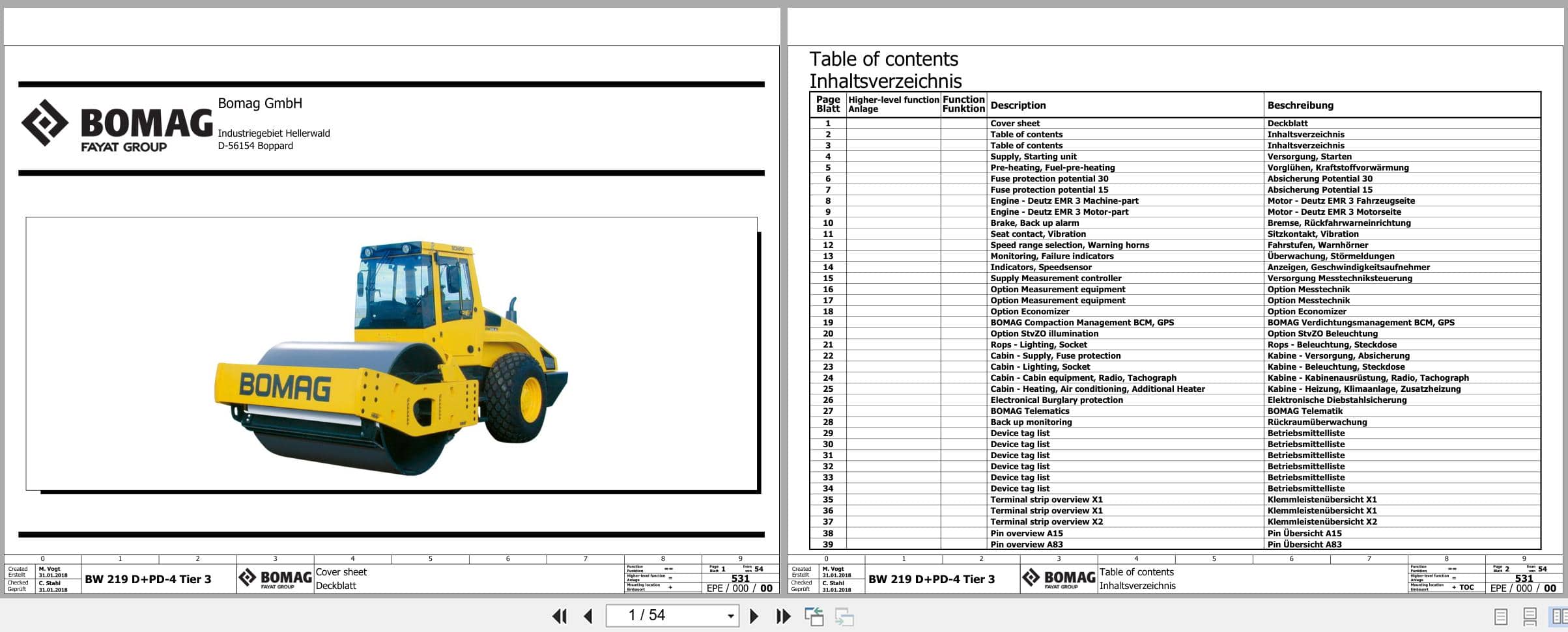 Bomag Single Drum Vibratory Rollers BW 220 D 40 Tier 3 Electrical Hydraulic Schematic (1)