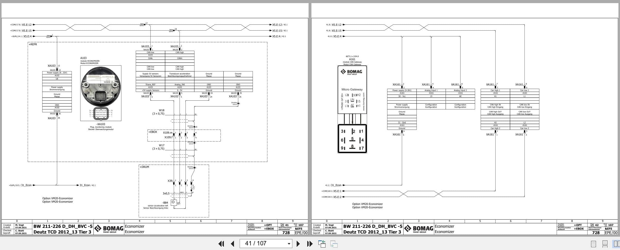 Bomag Single Drum Vibratory Rollers BW 220 D 5 Electrical Schematic (2)