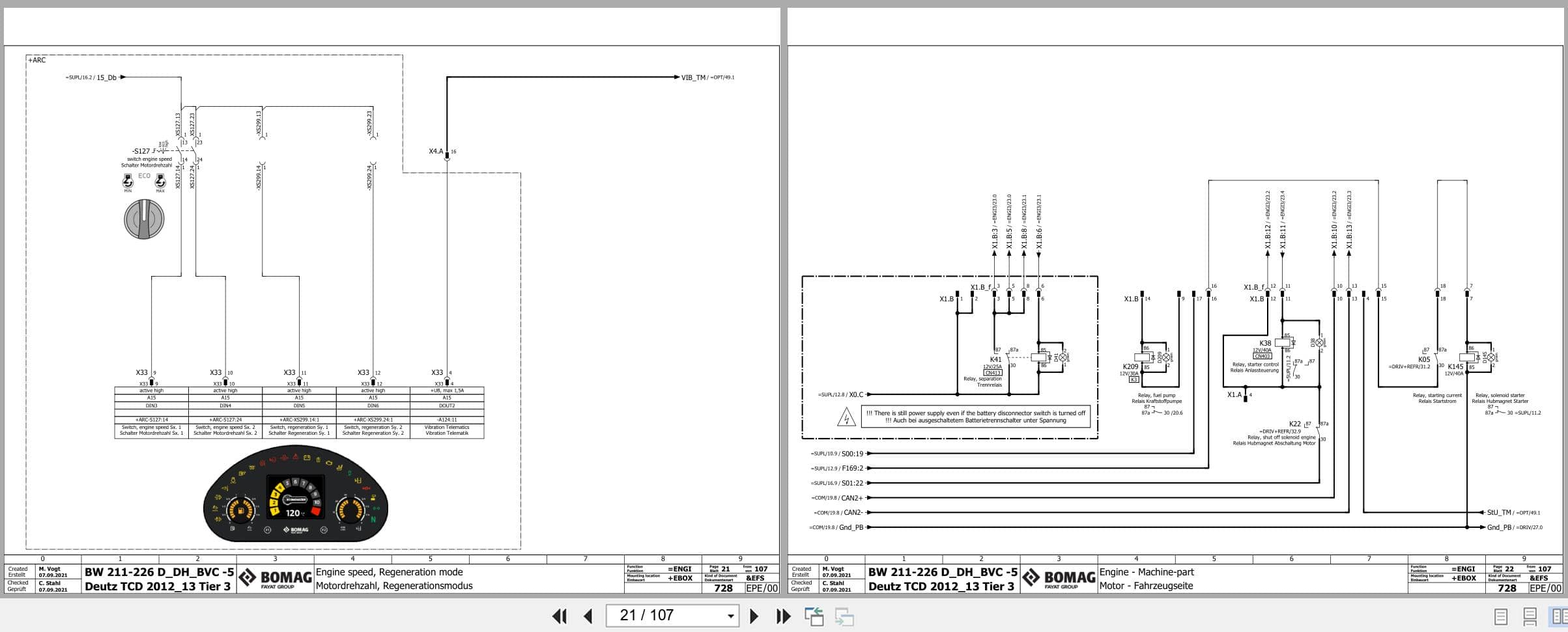 Bomag Single Drum Vibratory Rollers BW 222 D 5 Electrical Hydraulic Schematic (2)