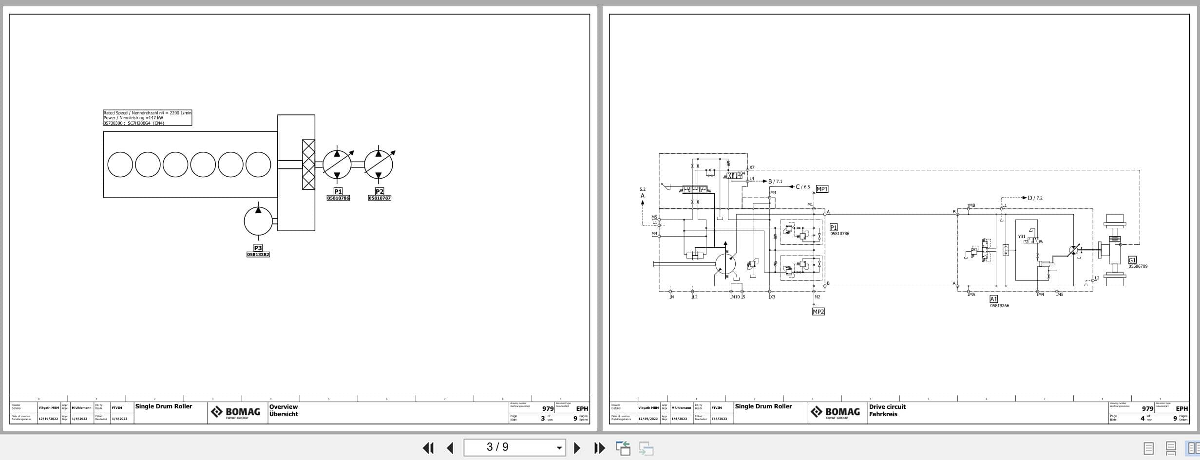 Bomag Single Drum Vibratory Rollers BW 226  5 CL Hydraulic Schematic (2)
