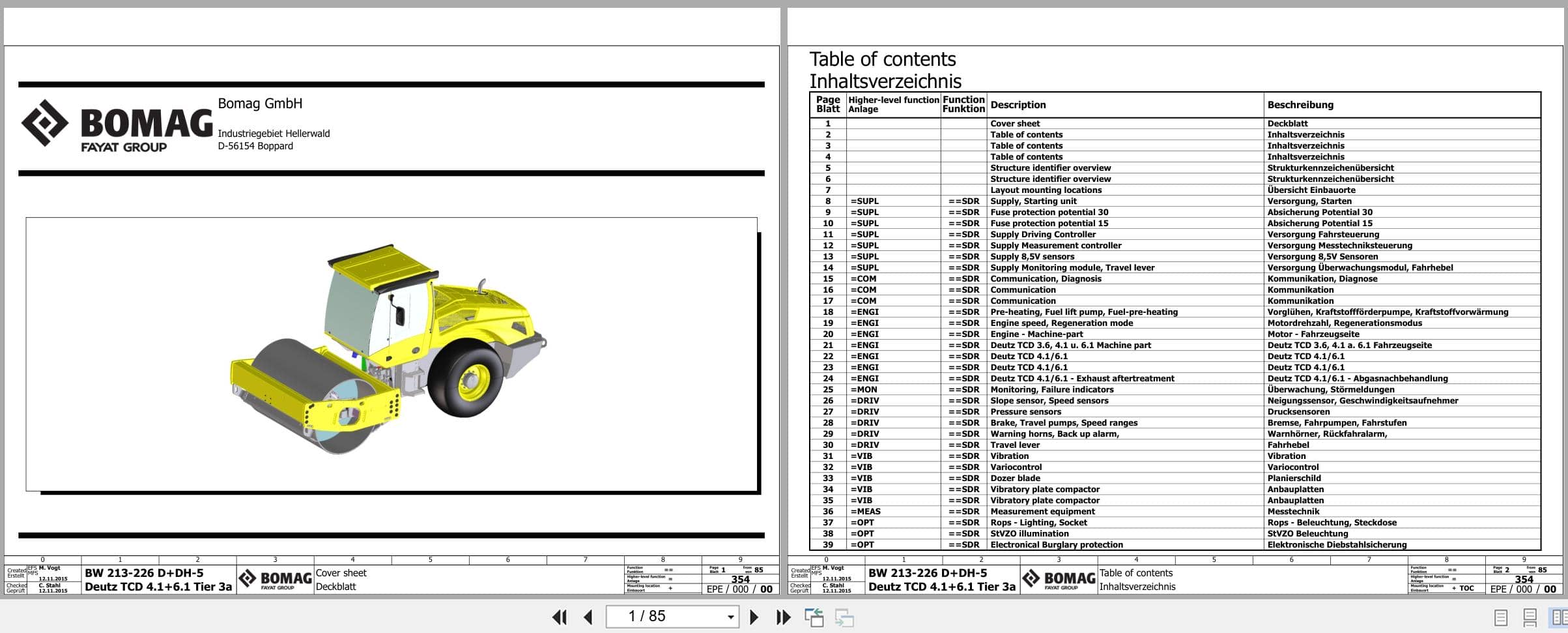 Bomag Single Drum Vibratory Rollers BW 226 BVC 5 TIER 3 Electrical Hydraulic Schematic (1)