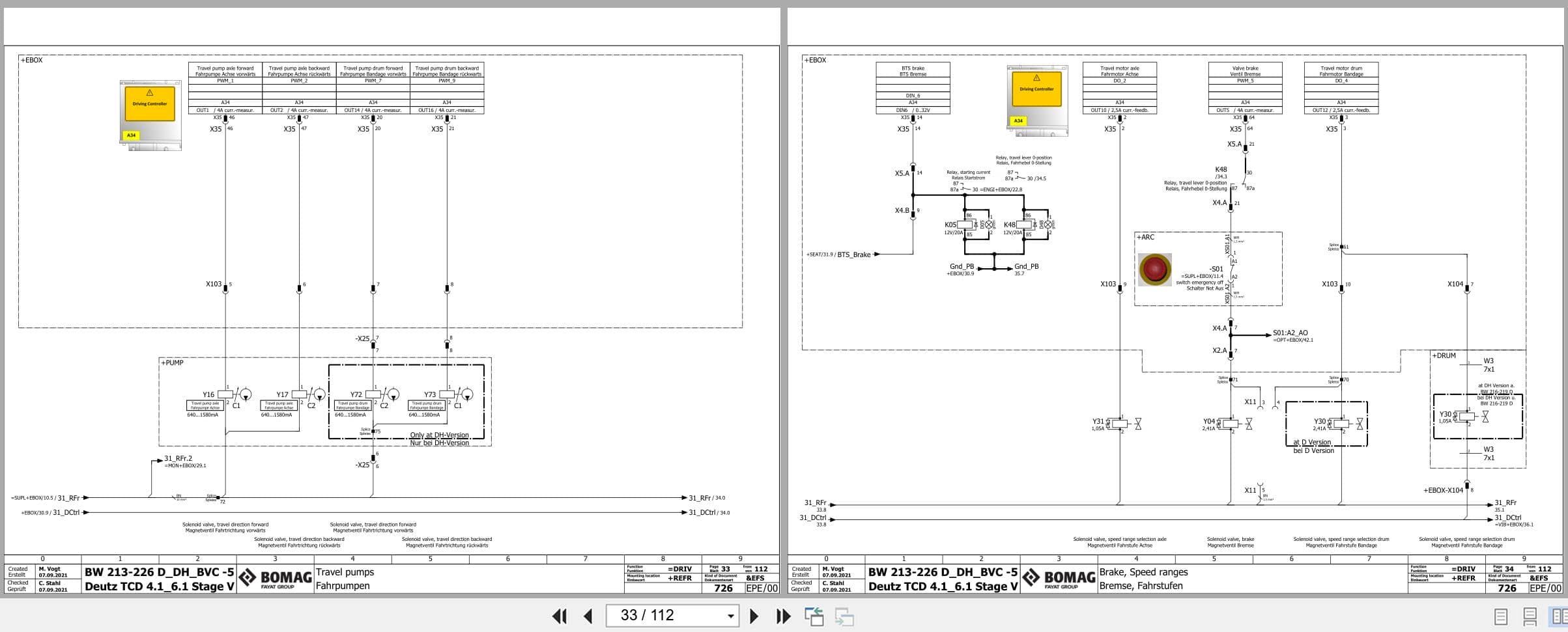 Bomag Single Drum Vibratory Rollers BW 226 DH 5 Electrical Hydraulic Schematic (2)