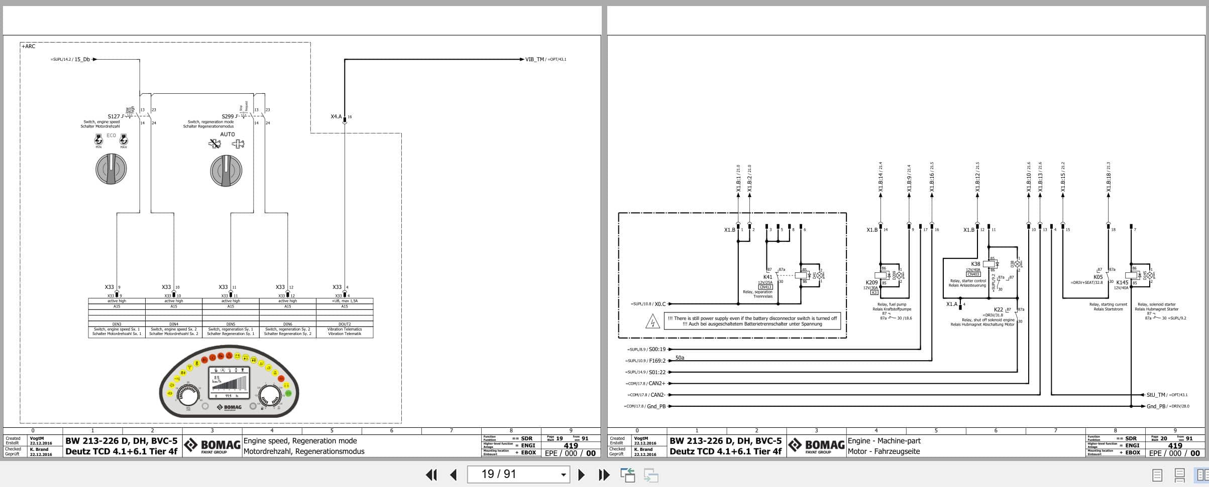 Bomag Single Drum Vibratory Rollers BW 226 PDH 5 Electrical Hydraulic Schematic (2)