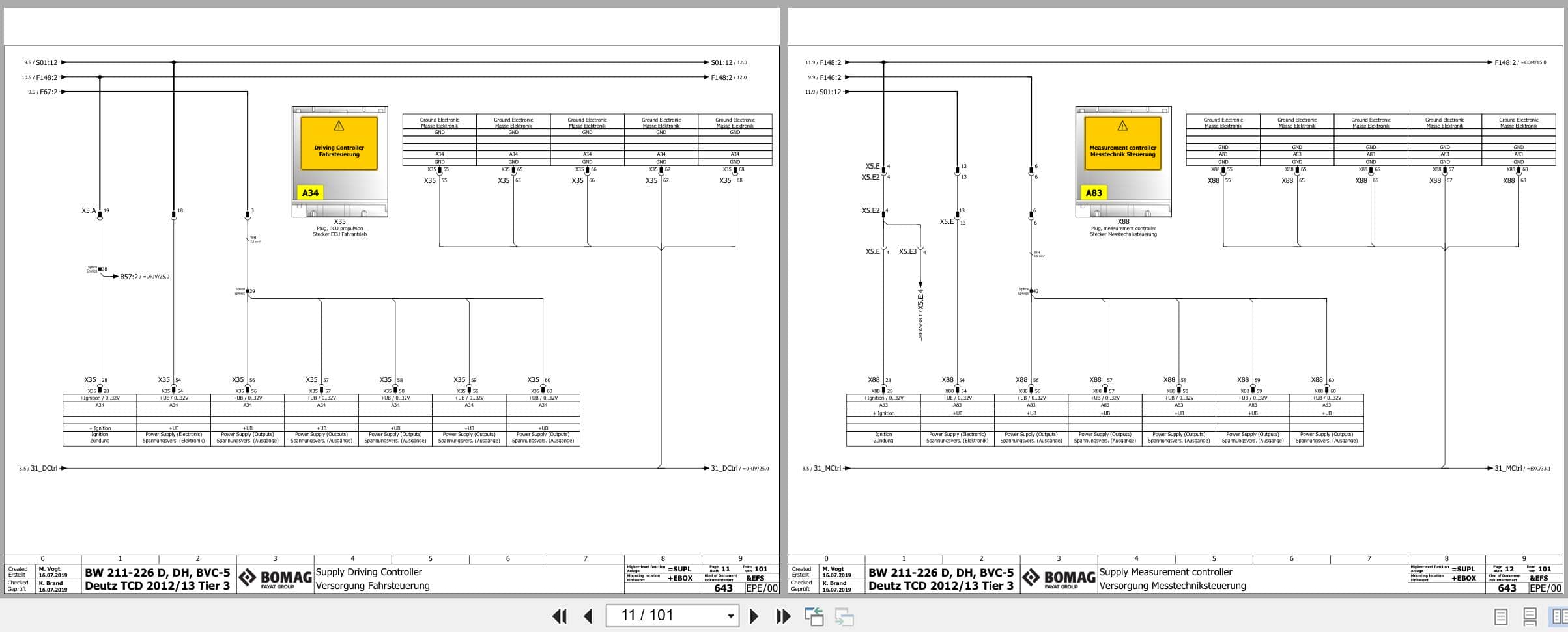 Bomag Single Drum Vibratory Rollers BW 226 PDH 5 TIER 3 Electrical Schematic (2)
