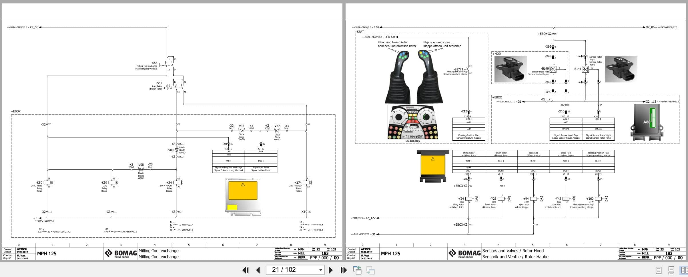 Bomag Soil Stabilizer   Asphalt Recycler MPH 125 Electrical Hydraulic Pneumatic Schematic (2)