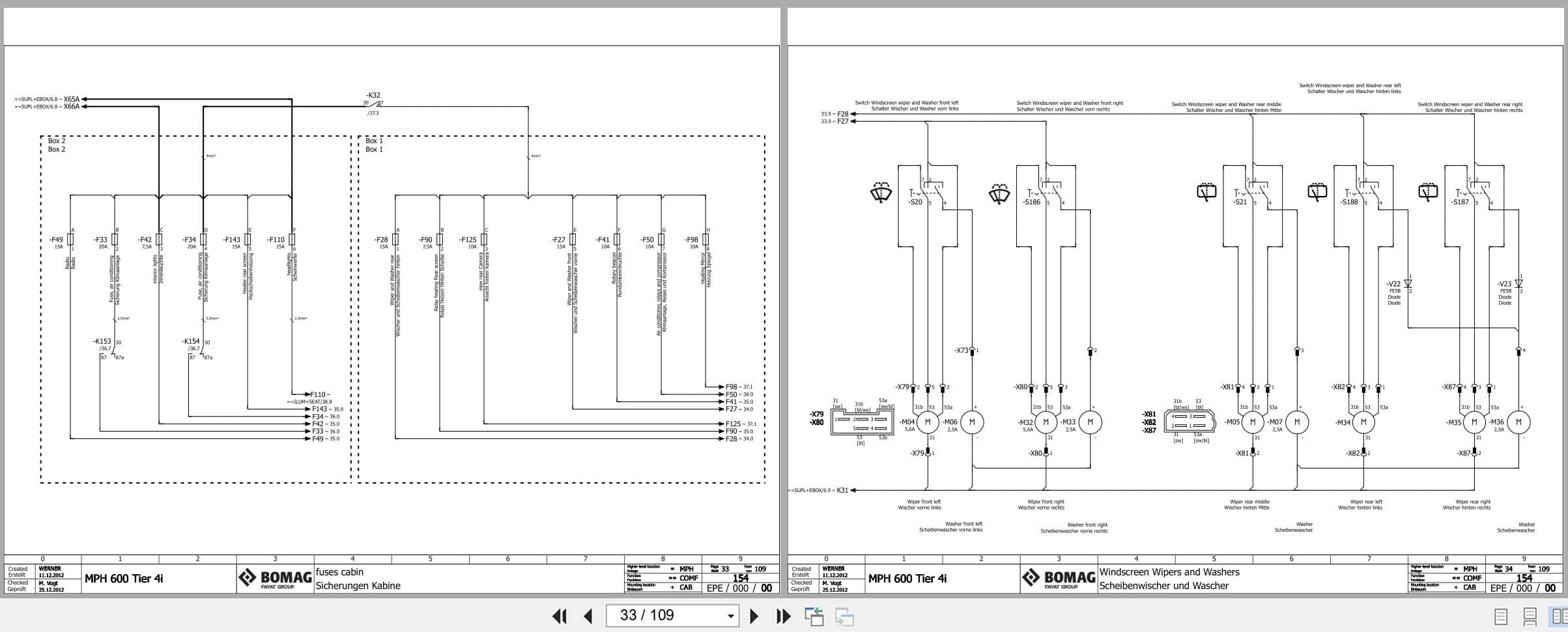 Bomag Soil Stabilizer Asphalt Recycler MPH 600 Electrical Hydraulic Pneumatic Schematic (2)