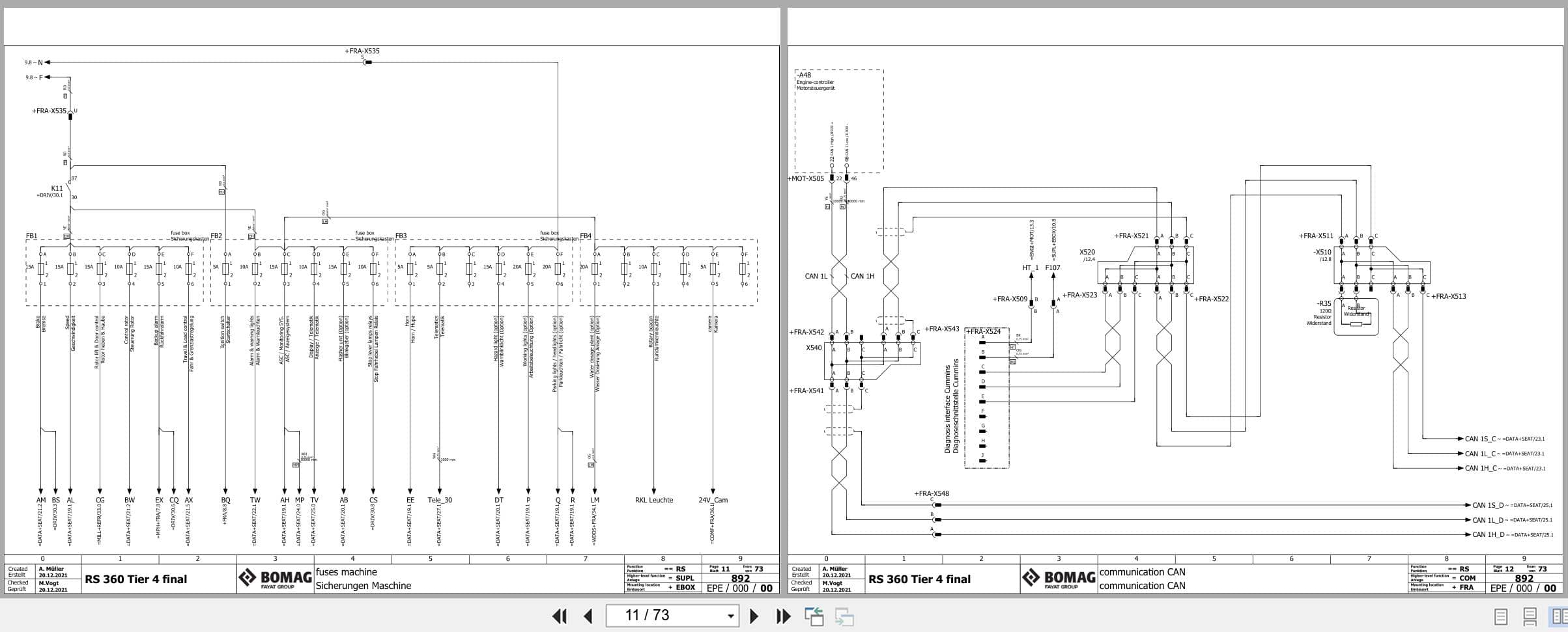 Bomag Soil Stabilizer   Asphalt Recycler RS 360 Electrical Hydraulic Schematic (2)