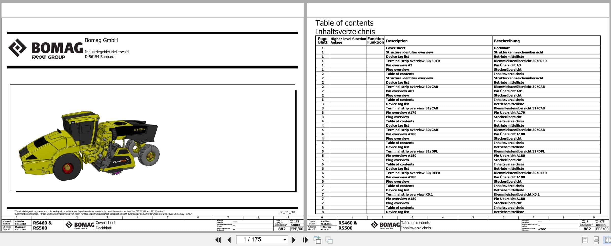 Bomag Soil Stabilizer Asphalt Recycler RS 460 Electrical Hydraulic Schematic (1)