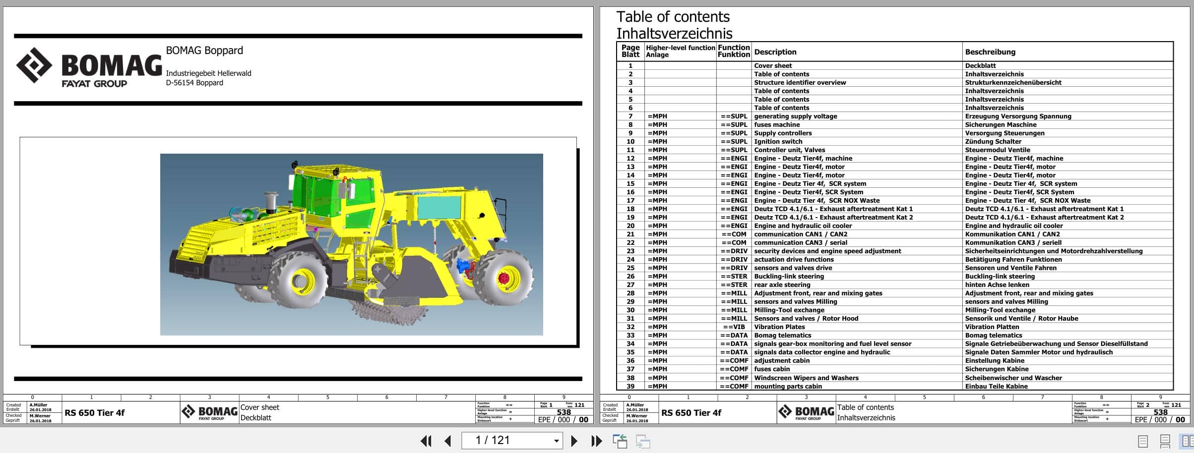 Bomag Soil Stabilizer Asphalt Recycler RS 650 TE Electrical Hydraulic Pneumatic Schematic (1)