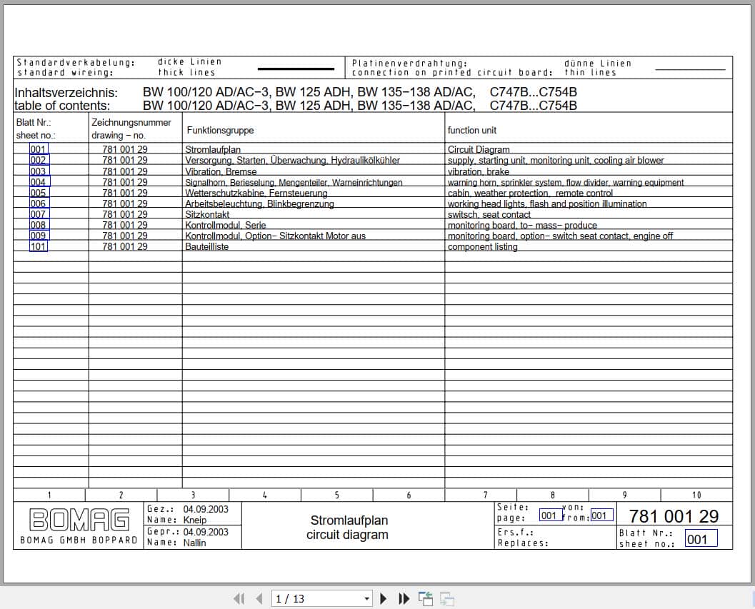 Bomag Tandem Vibratory Rollers BW 100 AD 3 Electrical Hydraulic Schematic (1)