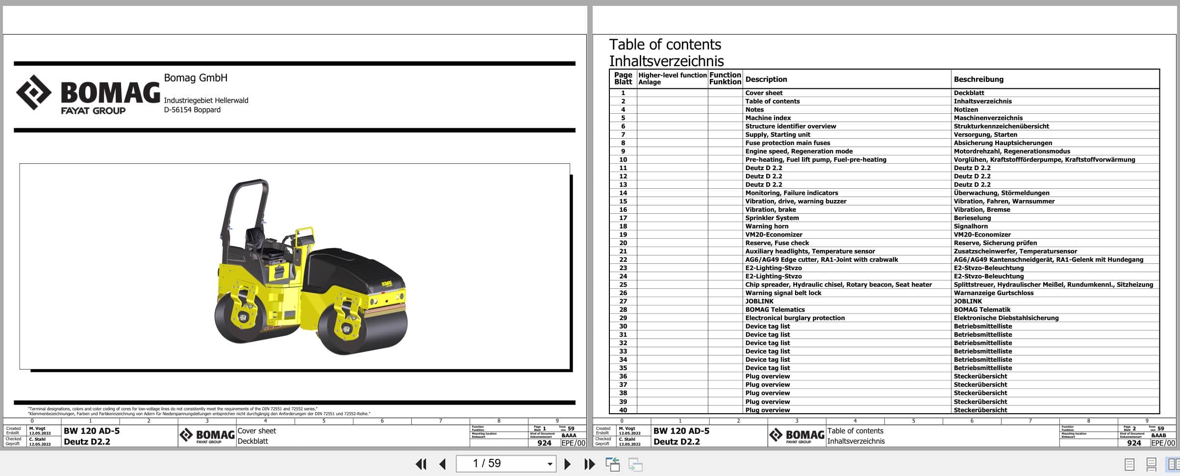 Bomag Tandem Vibratory Rollers BW 120 SL 5 Electrical Hydraulic Schematic (1)
