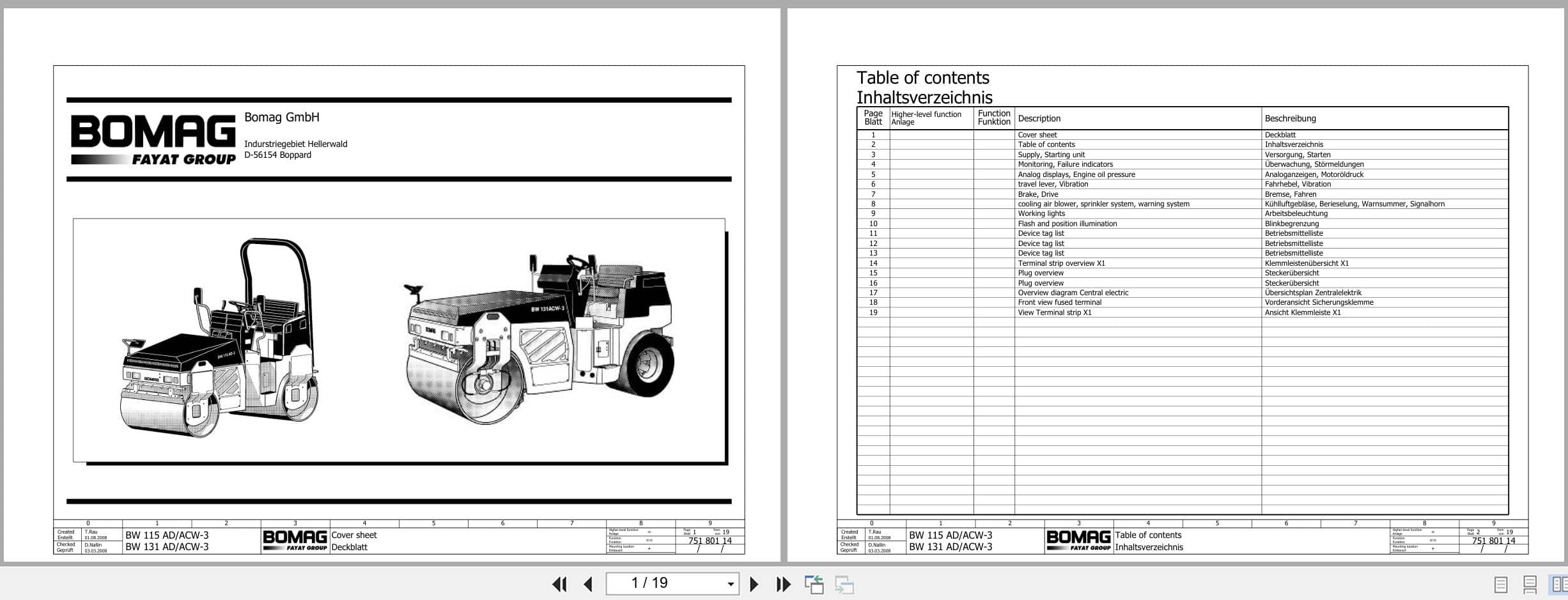 Bomag Tandem Vibratory Rollers BW 131 AD 3 Electrical Hydraulic Schematic (1)
