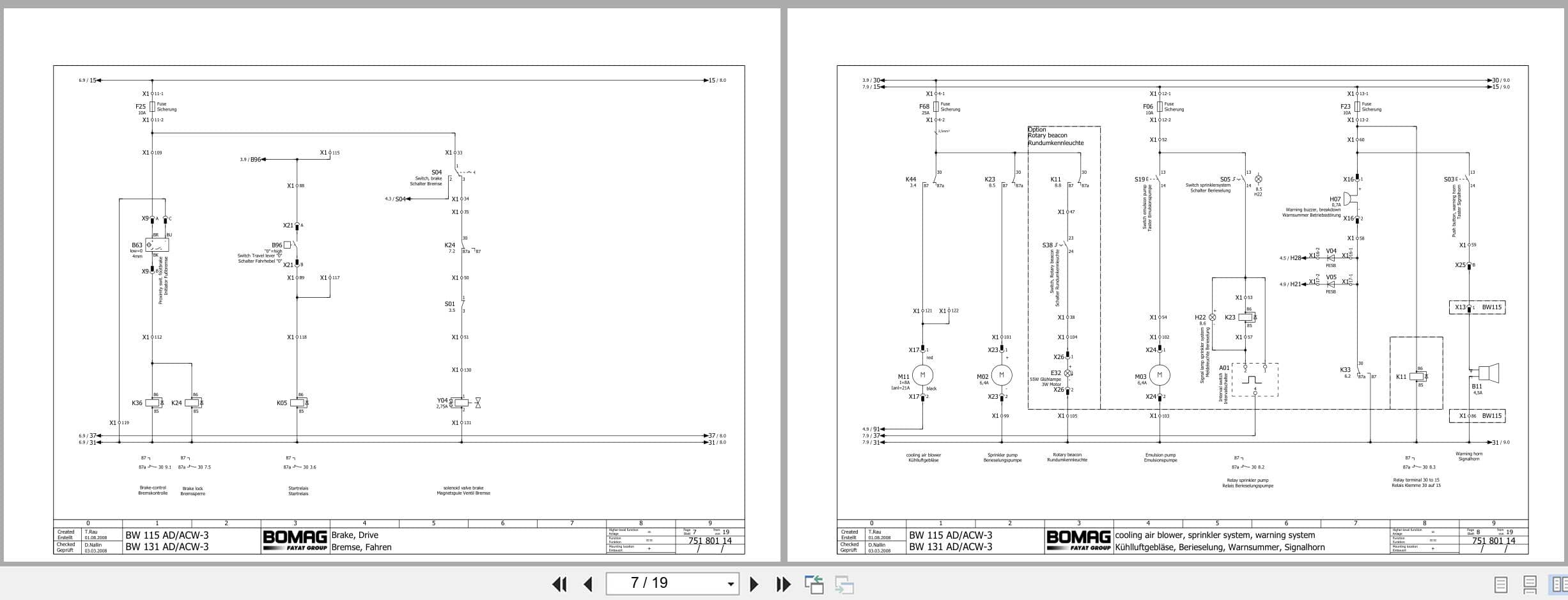 Bomag Tandem Vibratory Rollers BW 131 AD 3 Electrical Hydraulic Schematic (2)