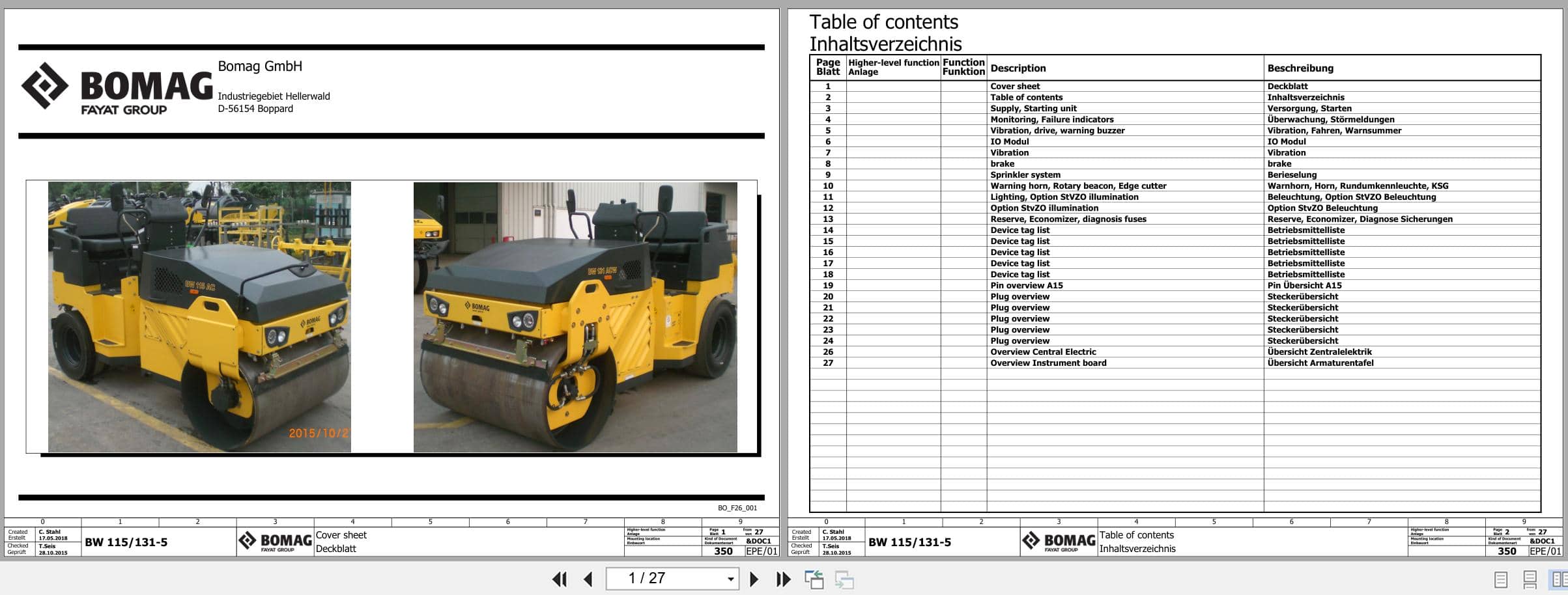 Bomag Tandem Vibratory Rollers BW 131 AD 5 Electrical Hydraulic Schematic (1)