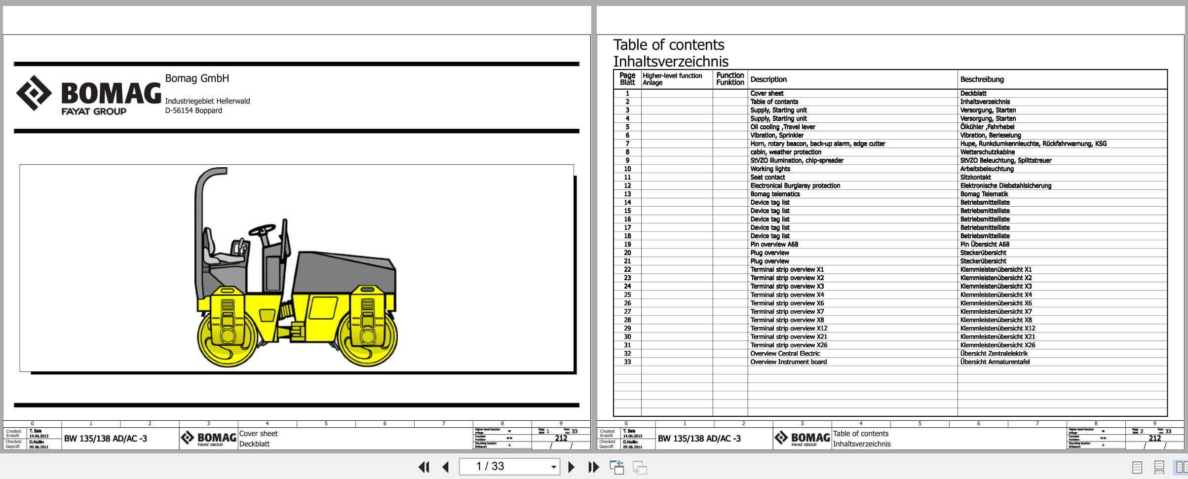 Bomag Tandem Vibratory Rollers BW 135 AD Electrical Hydraulic Schematic (1)