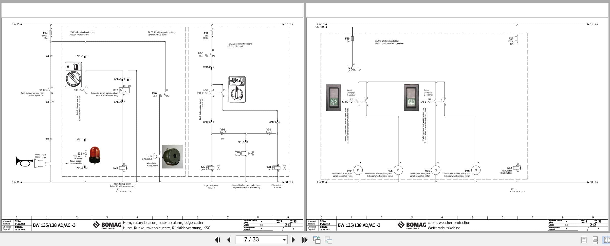 Bomag Tandem Vibratory Rollers BW 138 AD Electrical Hydraulic Schematic (2)
