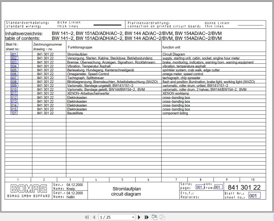 Bomag Tandem Vibratory Rollers BW 154 AD 2 Electrical Hydraulic Schematic (1)