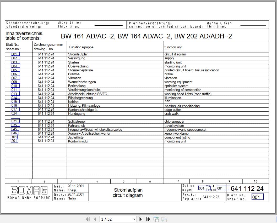 Bomag Tandem Vibratory Rollers BW 164 AD 2 Electrical Hydraulic Schematic (1)