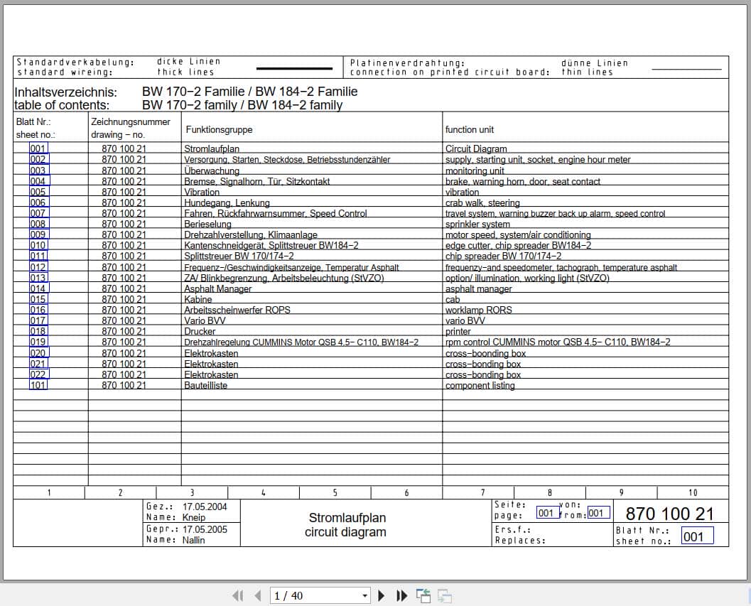 Bomag Tandem Vibratory Rollers BW 170 AD 2 AM Electrical Hydraulic Schematic (1)